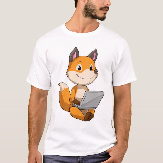 Fox with Laptop T-Shirt (Front)