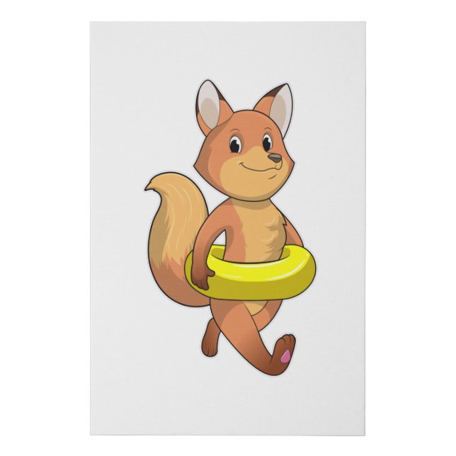 Fox with Lifebuoy Faux Canvas Print (Front)