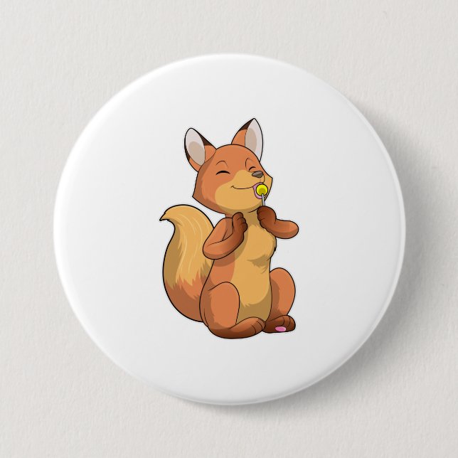 Fox with Lollipop Button (Front)