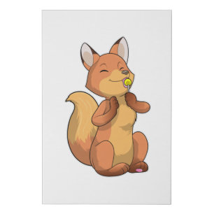 Fox with Lollipop Faux Canvas Print