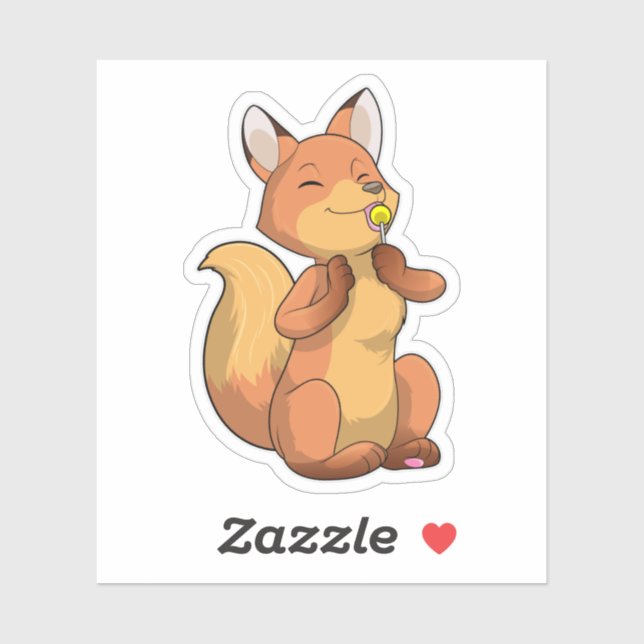 Fox with Lollipop Sticker (Sheet)