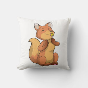 Fox with Lollipop Throw Pillow