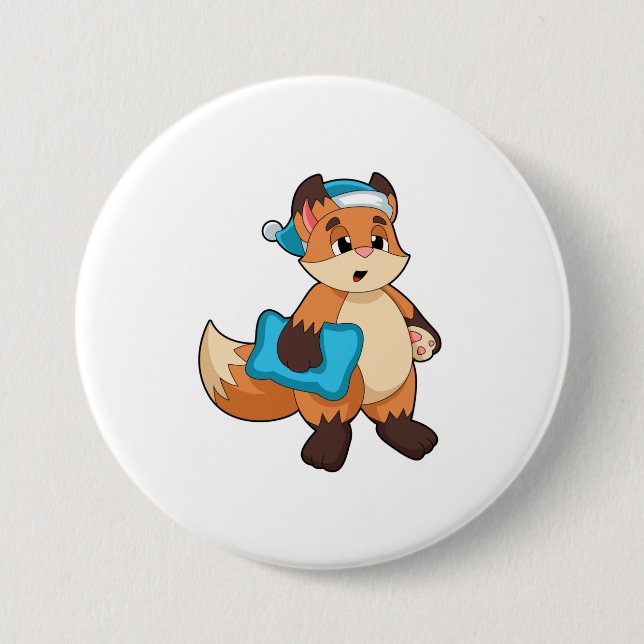 Fox with Nightcap Button (Front)