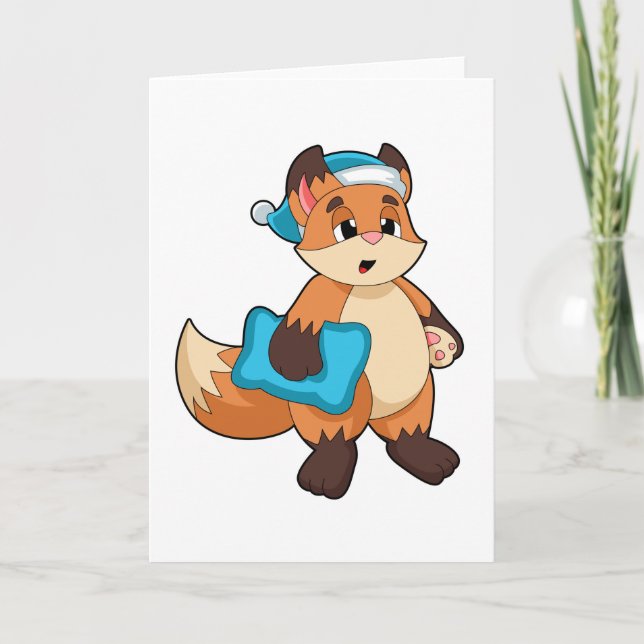 Fox with Nightcap Card (Front)