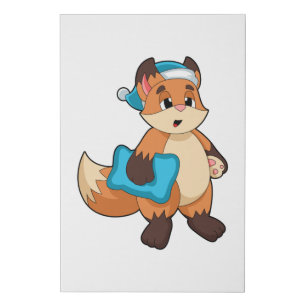 Fox with Nightcap Faux Canvas Print