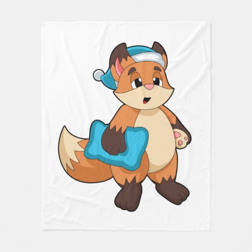 Fox with Nightcap Fleece Blanket