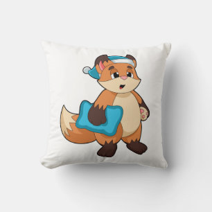 Fox with Nightcap Throw Pillow