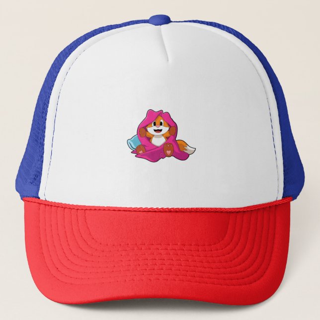 Fox with Pillow and Blanket Trucker Hat (Front)