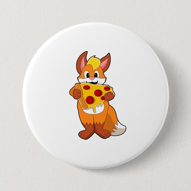 Fox with Pizza Button (Front)