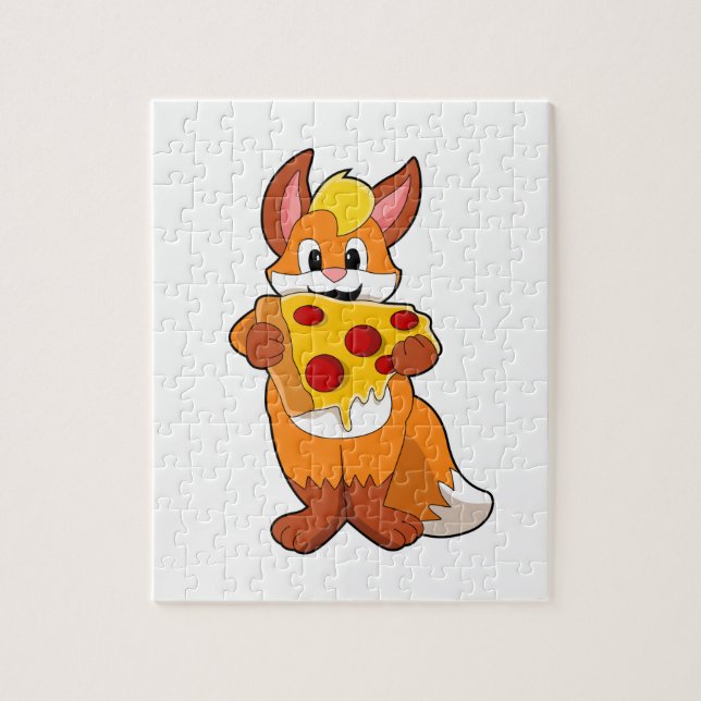 Fox with Pizza Jigsaw Puzzle (Vertical)