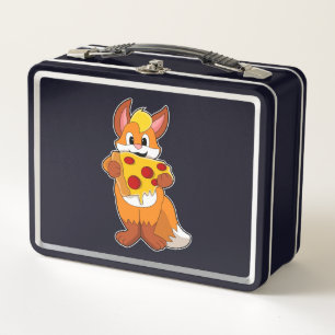 Fox with Pizza Metal Lunch Box