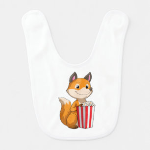 Fox with Popcorn Baby Bib