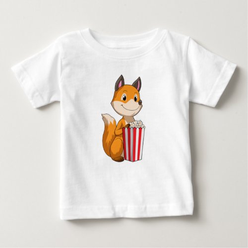 Fox with Popcorn Baby T_Shirt