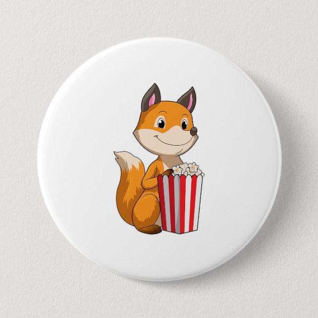 Fox with Popcorn Button (Front)
