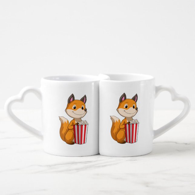 Fox with Popcorn Coffee Mug Set (Front Nesting)