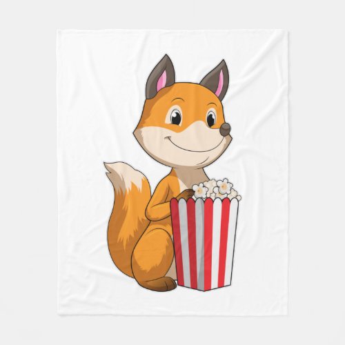 Fox with Popcorn Fleece Blanket