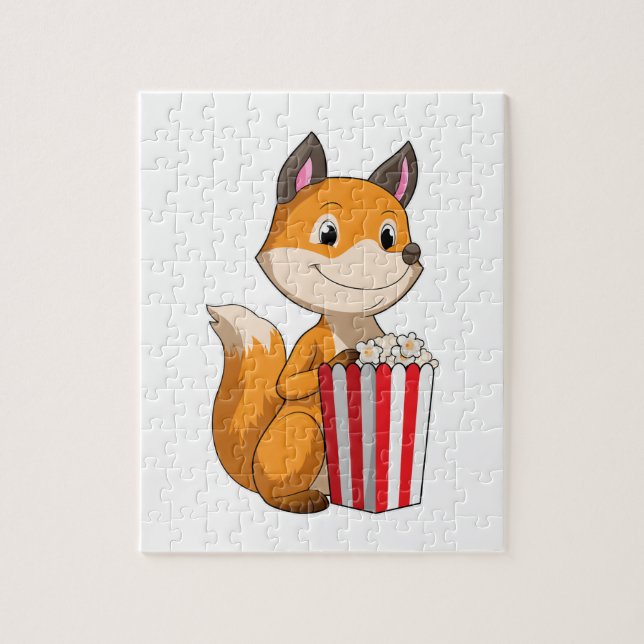 Fox with Popcorn Jigsaw Puzzle (Vertical)