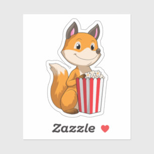 Fox with Popcorn Sticker