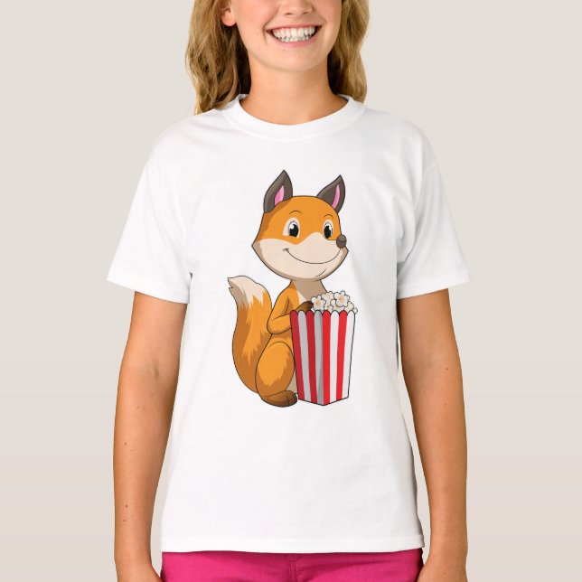 Fox with Popcorn T-Shirt (Front)