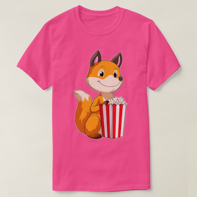 Fox With Popcorn  T-Shirt (Design Front)