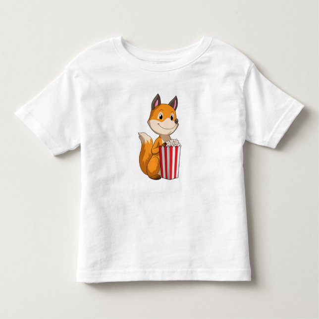 Fox with Popcorn Toddler T-shirt (Front)