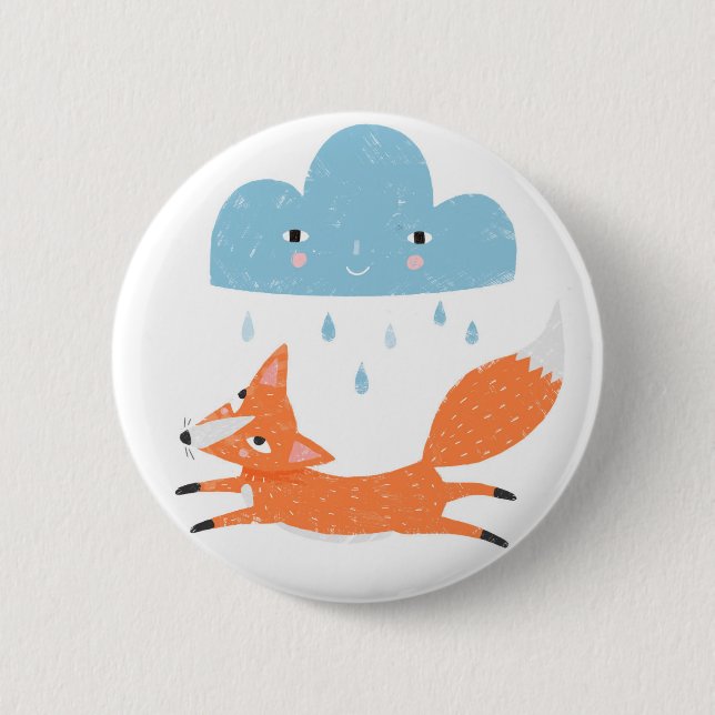 fox with rain cloud button (Front)