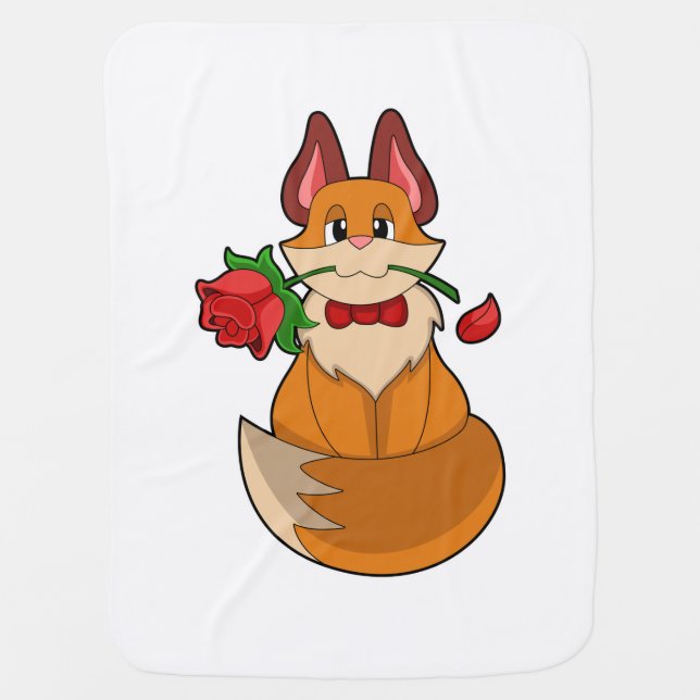 Fox with Rose Flower Baby Blanket (Front)