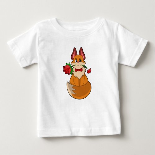 Fox with Rose Flower Baby T_Shirt