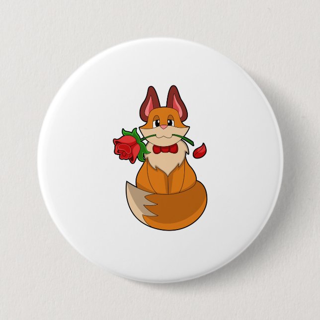 Fox with Rose Flower Button (Front)