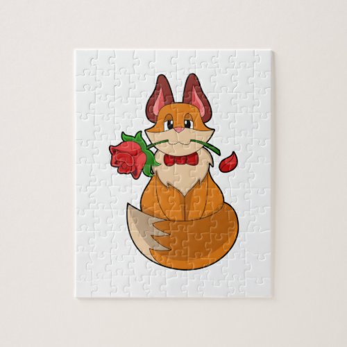 Fox with Rose Flower Jigsaw Puzzle