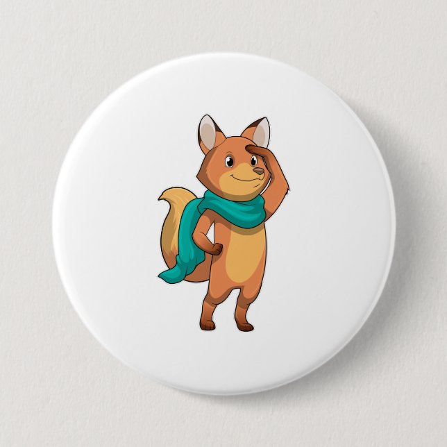 Fox with Scarf Button (Front)