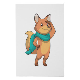 Fox with Scarf Faux Canvas Print