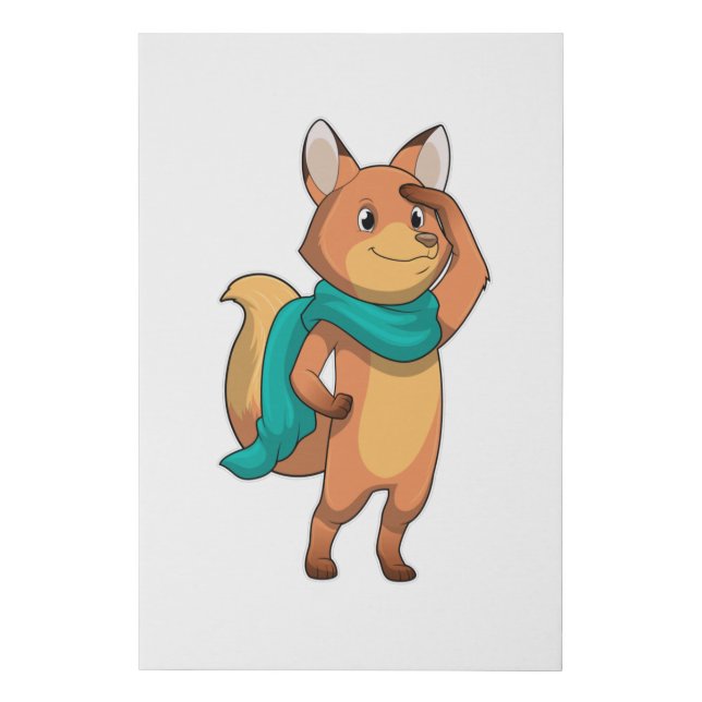 Fox with Scarf Faux Canvas Print (Front)