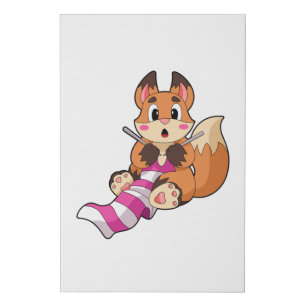 Fox with Scarf Faux Canvas Print