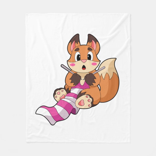 Fox with Scarf Fleece Blanket (Front)
