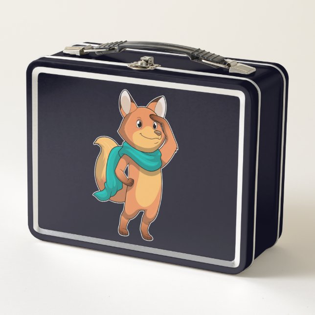 Fox with Scarf Metal Lunch Box (Front)