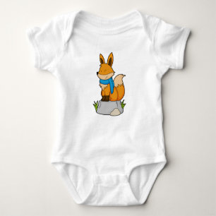 Fox with Scarf on Rock Baby Bodysuit
