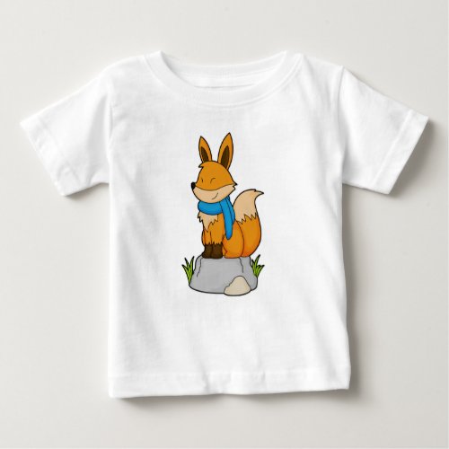 Fox with Scarf on Rock Baby T_Shirt