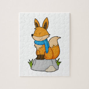 Fox with Scarf on Rock Jigsaw Puzzle
