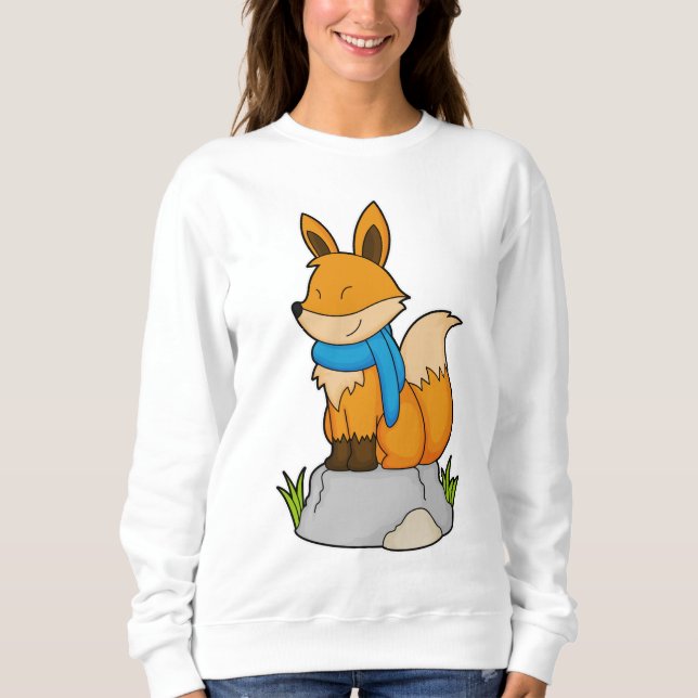 Fox with Scarf on Rock Sweatshirt (Front)