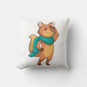 Fox with Scarf Throw Pillow