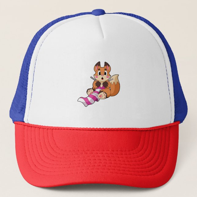Fox with Scarf Trucker Hat (Front)