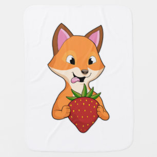 Fox with Strawberry Baby Blanket