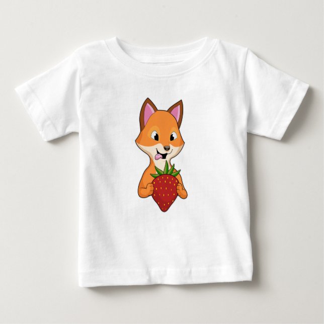 Fox with Strawberry Baby T-Shirt (Front)