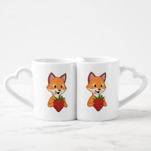 Fox with Strawberry Coffee Mug Set