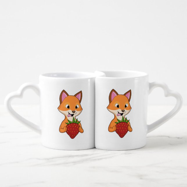 Fox with Strawberry Coffee Mug Set (Front Nesting)