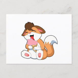 Fox with Strawberry Ice cream Postcard