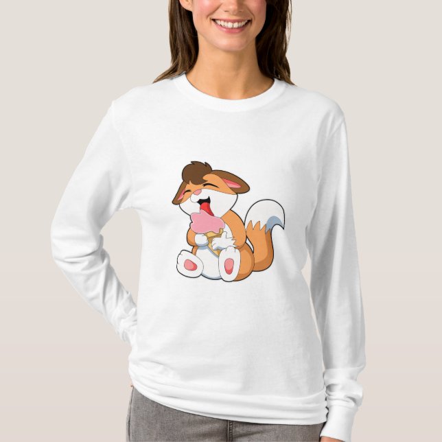 Fox with Strawberry Ice cream T-Shirt (Front)
