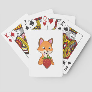 Fox with Strawberry Poker Cards