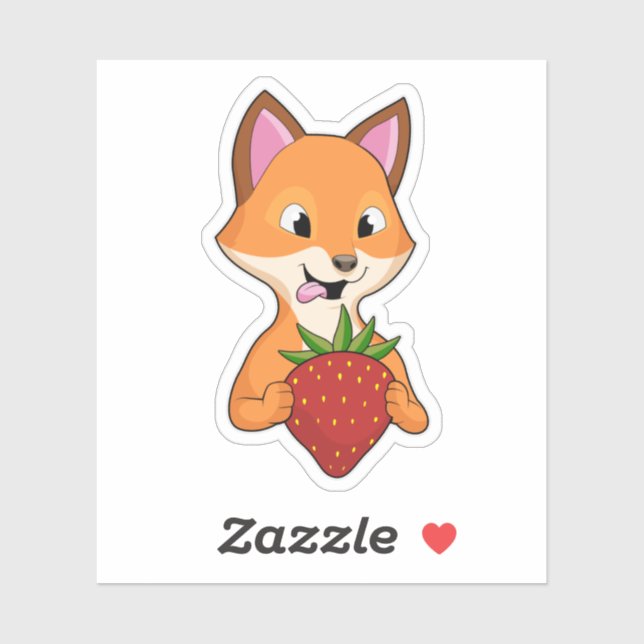 Fox with Strawberry Sticker (Sheet)